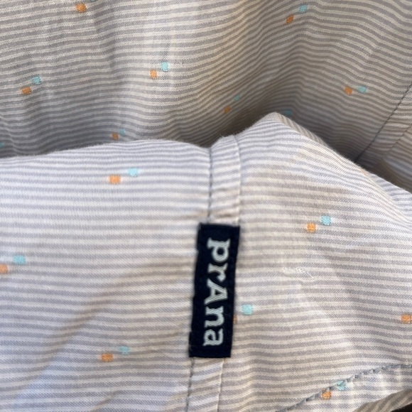 Men's PrAna Button-Down Shirt Multicolor Geometric  M Cotton Hippy BOHO City - Picture 5 of 12
